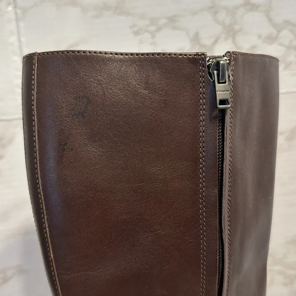 Coach ladies dark chocolate brown tall Brynn Riding leather Boots size 10 B - Picture 10 of 13